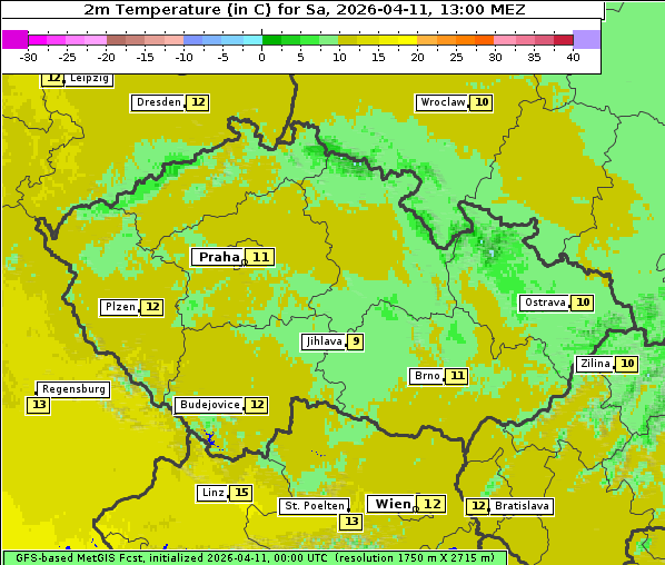 Temperatur, 11. 4. 2026