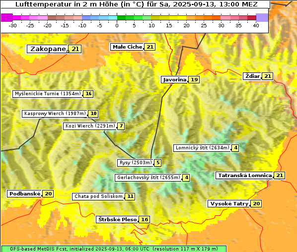 Temperatur, 13. 9. 2025