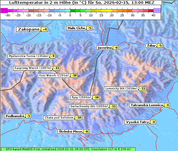 Temperatur, 15. 2. 2026