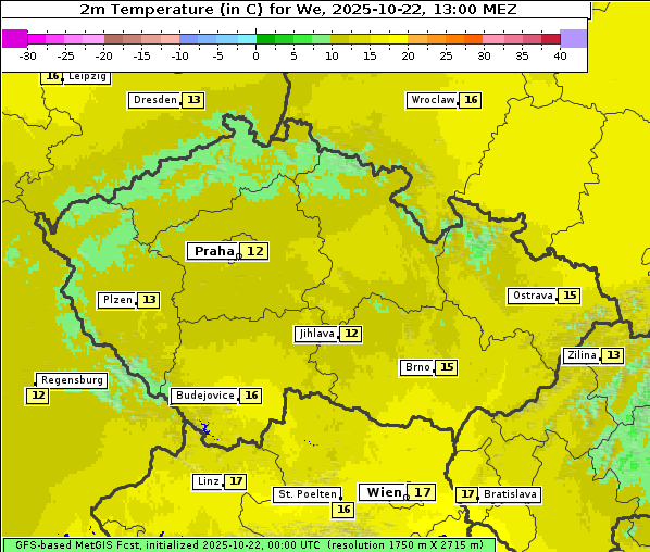 Temperatur, 22. 10. 2025