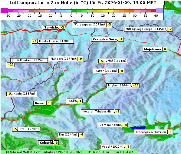 Temperatur, 9. 1. 2026