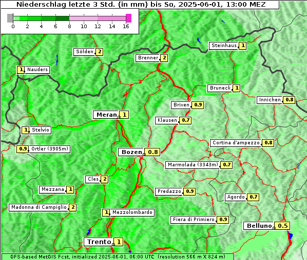 Niederschlag, 1. 6. 2025