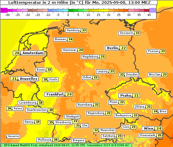 Temperatur, 8. 9. 2025
