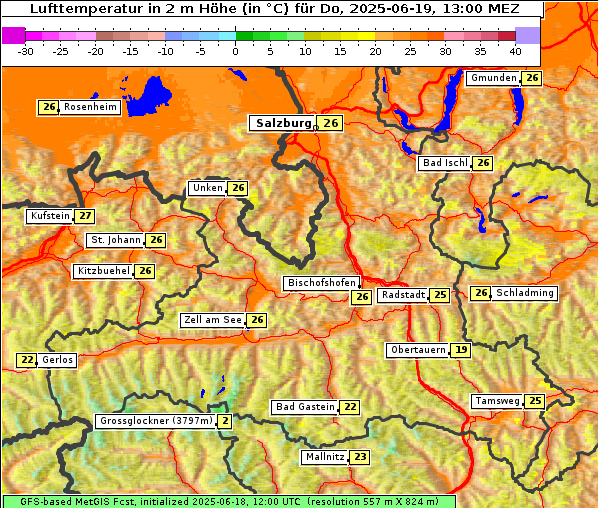 Temperatur, 19. 6. 2025