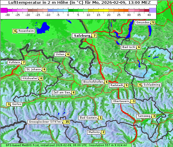 Temperatur, 9. 2. 2026