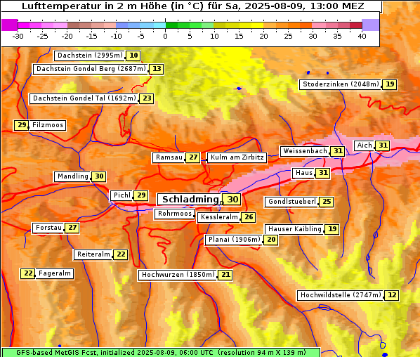 Temperatur, 9. 8. 2025