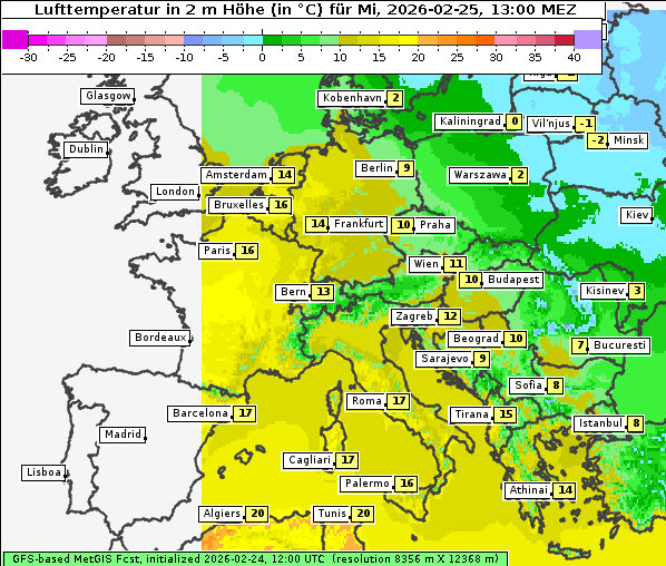 Temperatur, 25. 2. 2026