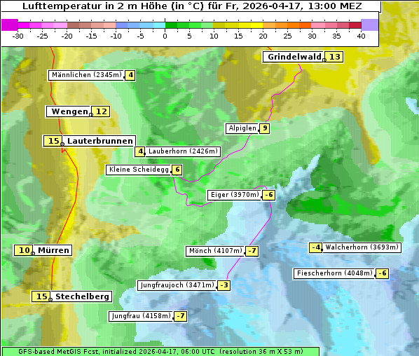 Temperatur, 17. 4. 2026
