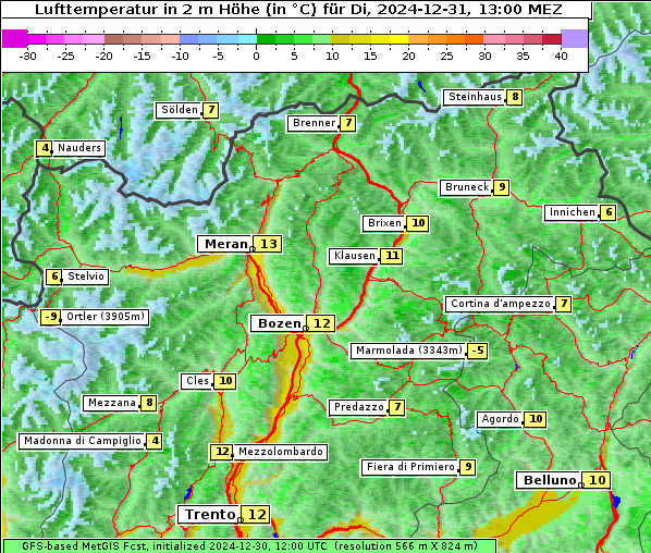 Temperatur, 31. 12. 2024