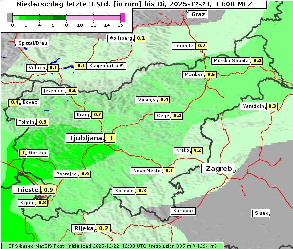 Niederschlag, 23. 12. 2025