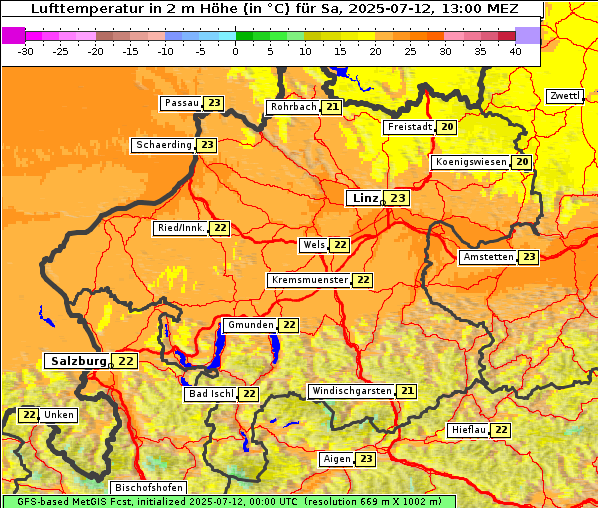 Temperatur, 12. 7. 2025