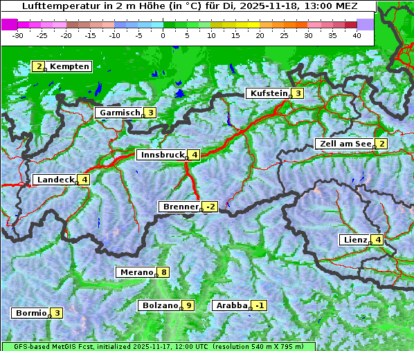 Temperatur, 18. 11. 2025