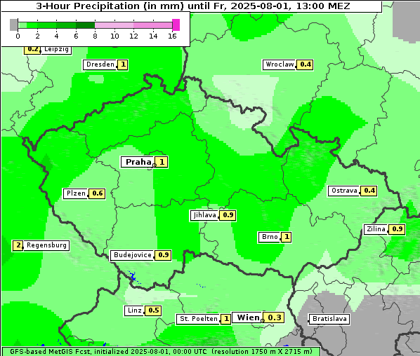 Niederschlag, 1. 8. 2025