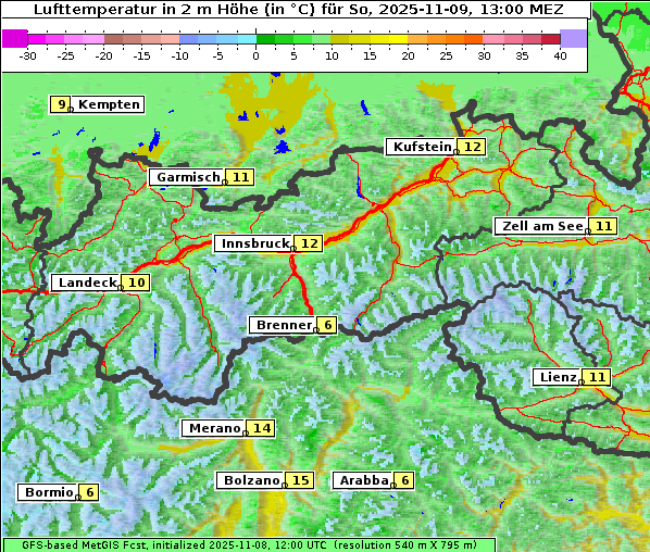 Temperatur, 9. 11. 2025