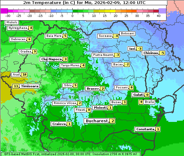 Temperatur, 9. 2. 2026