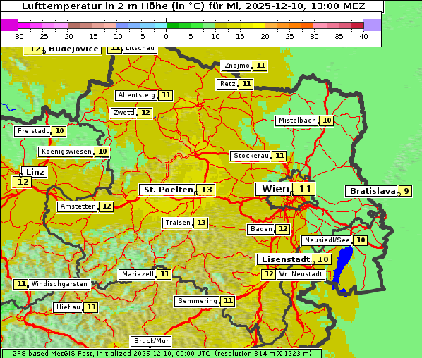 Temperatur, 10. 12. 2025
