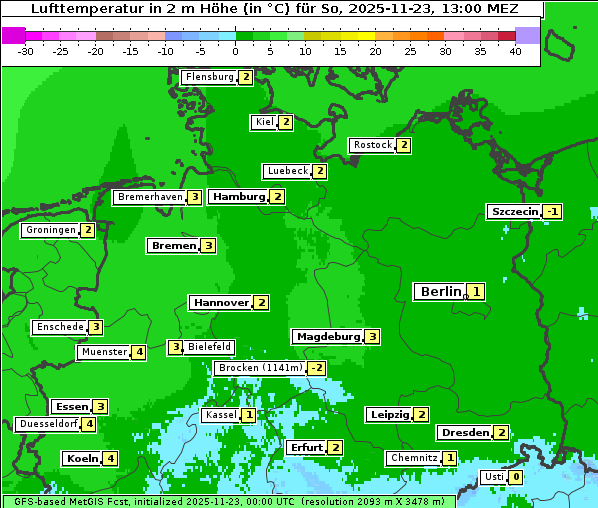 Temperatur, 23. 11. 2025