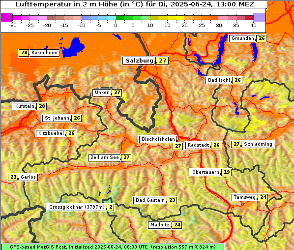 Temperatur, 24. 6. 2025