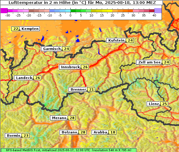 Temperatur, 18. 8. 2025
