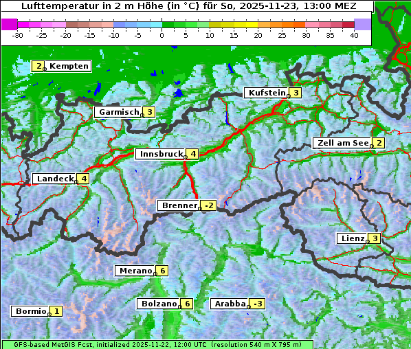 Temperatur, 23. 11. 2025