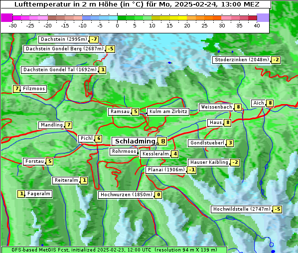 Temperatur, 24. 2. 2025