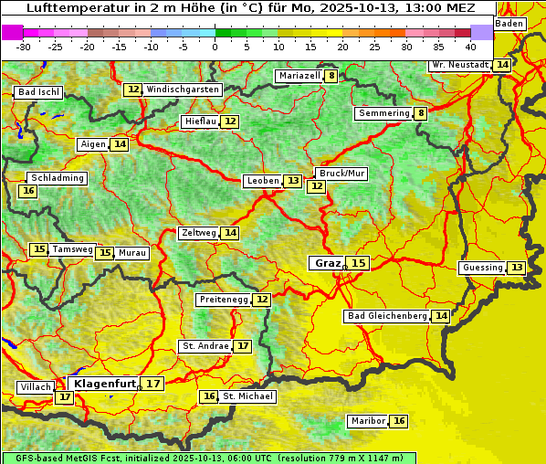 Temperatur, 13. 10. 2025