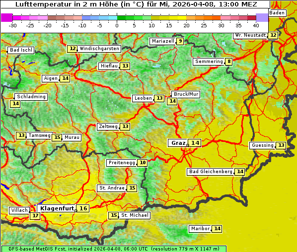 Temperatur, 8. 4. 2026