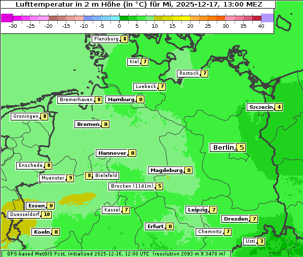 Temperatur, 17. 12. 2025