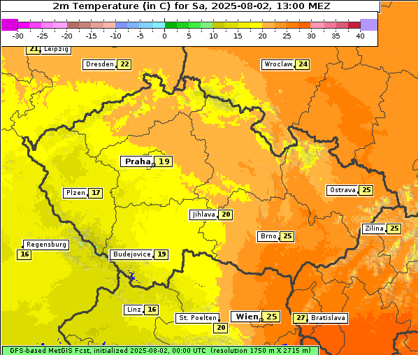 Temperatur, 2. 8. 2025