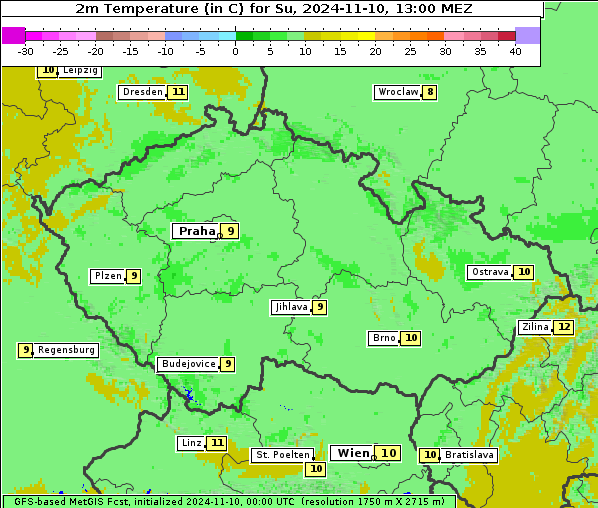 Temperatur, 10. 11. 2024