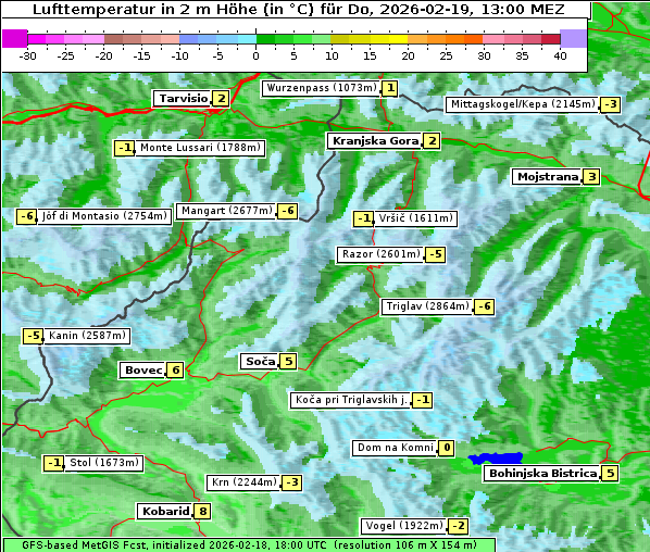 Temperatur, 19. 2. 2026