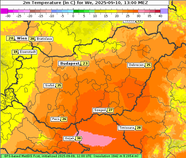 Temperatur, 10. 9. 2025