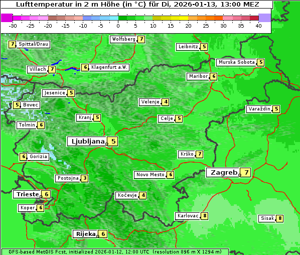 Temperatur, 13. 1. 2026