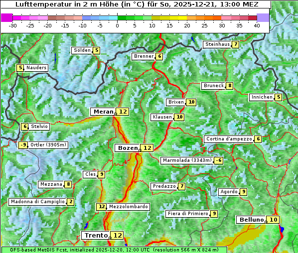 Temperatur, 21. 12. 2025