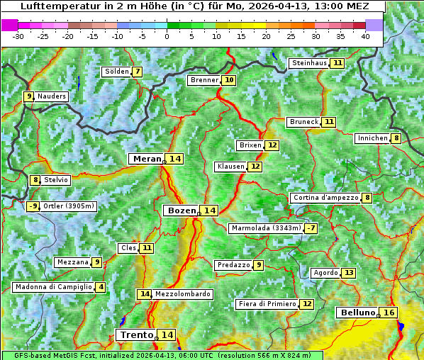 Temperatur, 13. 4. 2026