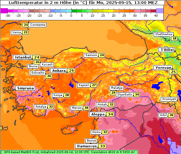 Temperatur, 15. 9. 2025