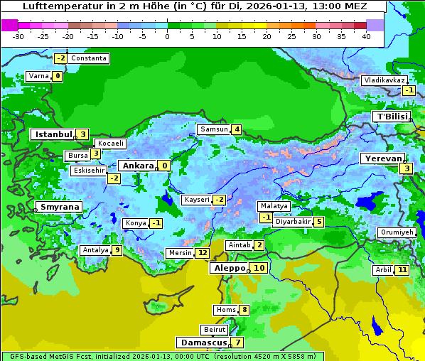 Temperatur, 13. 1. 2026