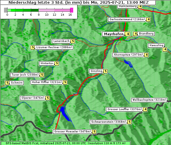 Niederschlag, 21. 7. 2025