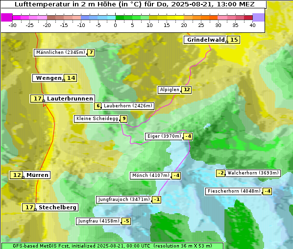 Temperatur, 21. 8. 2025