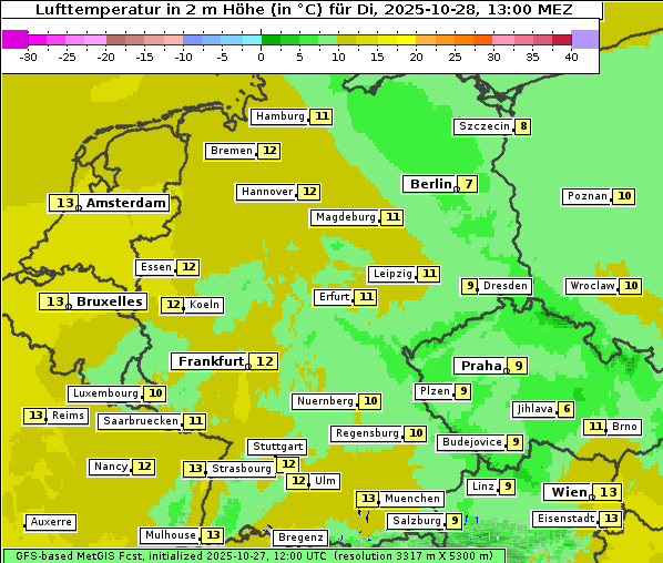 Temperatur, 28. 10. 2025