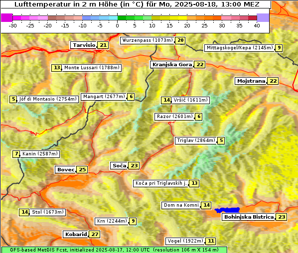 Temperatur, 18. 8. 2025