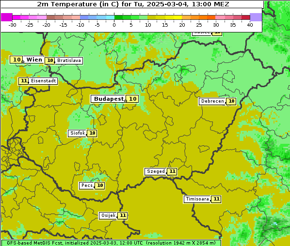 Temperatur, 4. 3. 2025