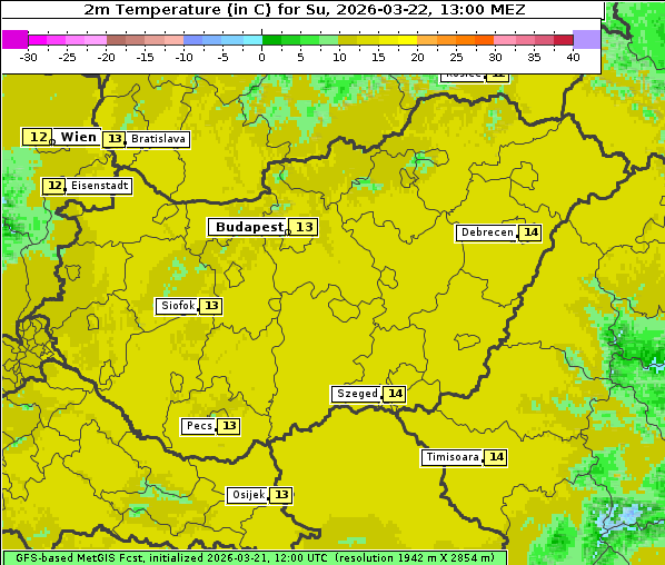 Temperatur, 22. 3. 2026