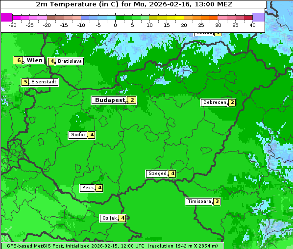 Temperatur, 16. 2. 2026