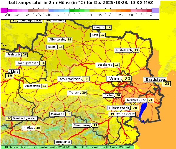 Temperatur, 23. 10. 2025