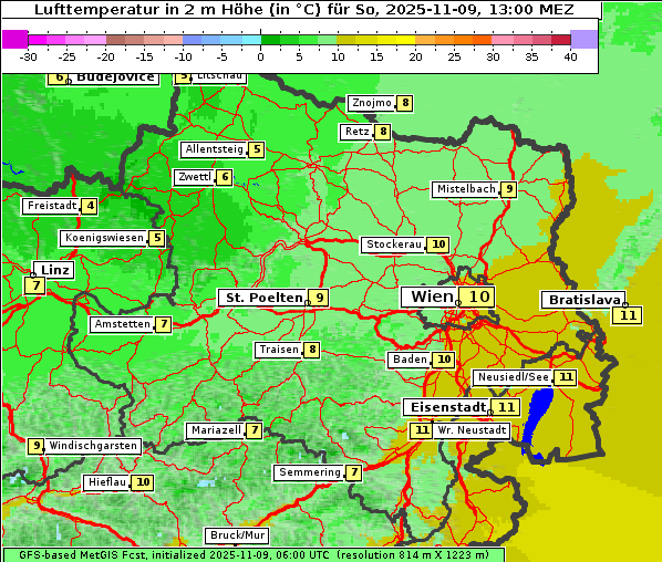Temperatur, 9. 11. 2025
