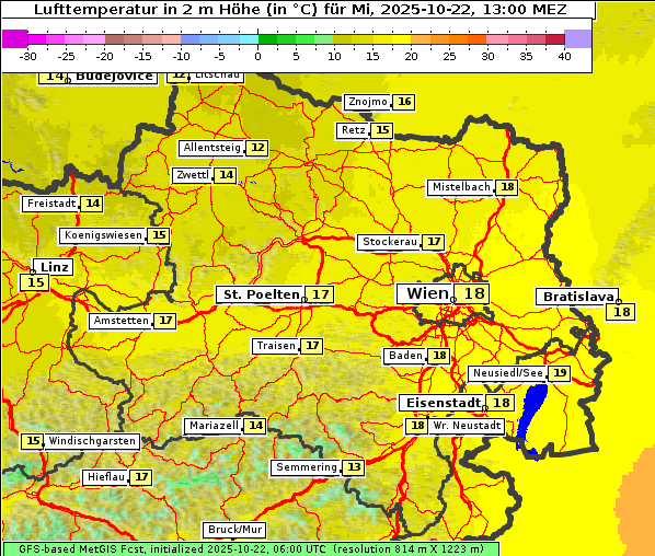 Temperatur, 22. 10. 2025