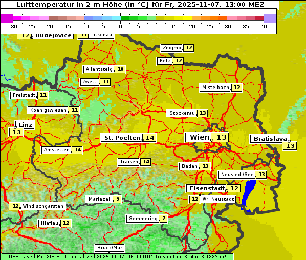 Temperatur, 7. 11. 2025