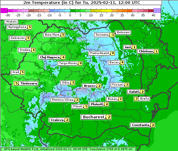 Temperatur, 11. 2. 2025