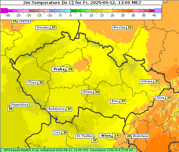 Temperatur, 12. 9. 2025